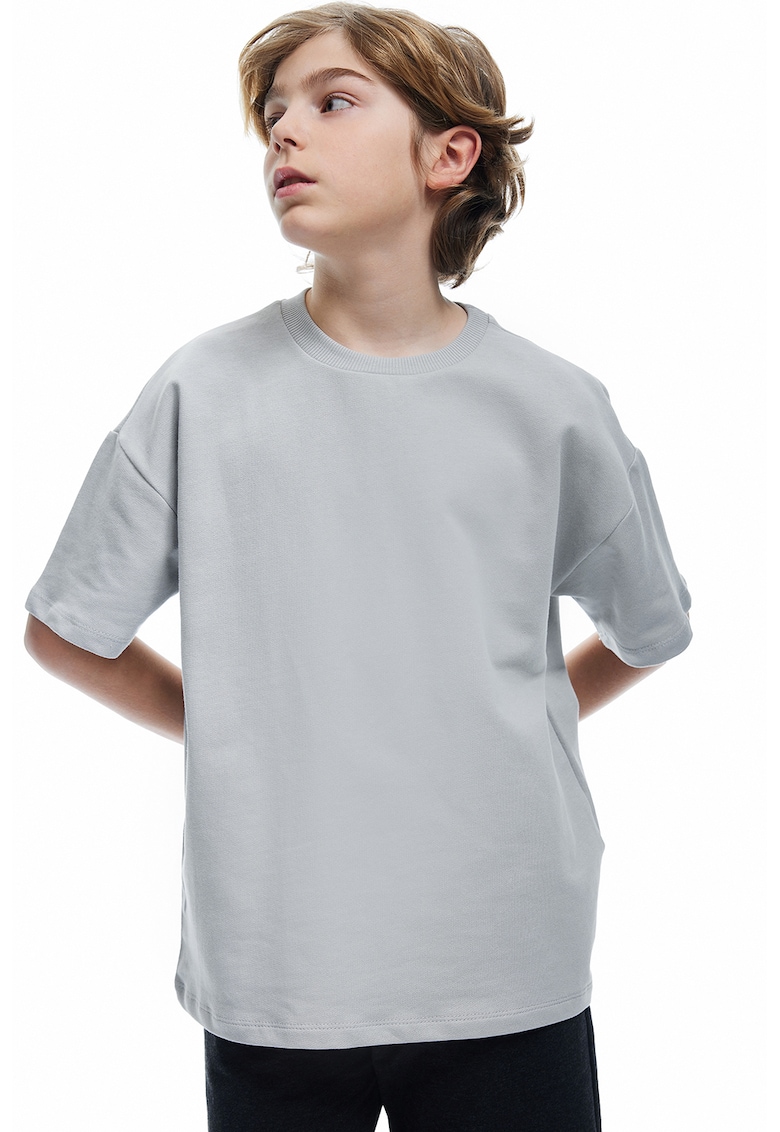 Tricou cu decolteu la baza gatului - Gri deschis