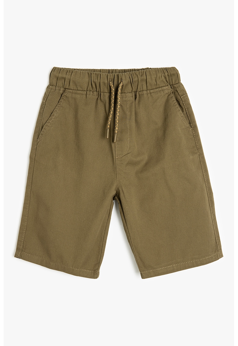 Pantaloni scurti din bumbac cu snur in talie si model uni