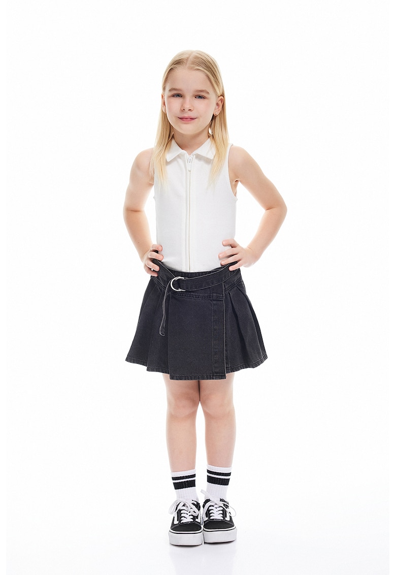 Fusta-pantalon din denim cu o curea