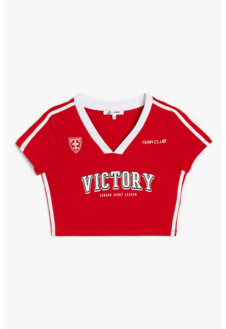 Tricou crop cu decolteu in V