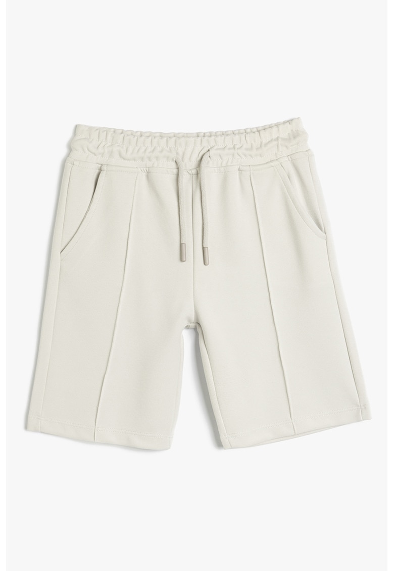 Pantaloni scurti cu snur si buzunare laterale - Gri deschis