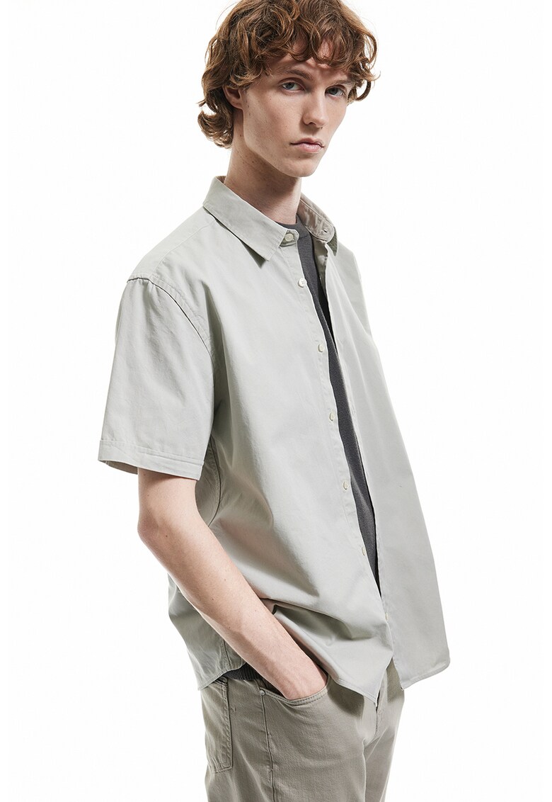 Camasa regular fit de bumbac - Gri deschis