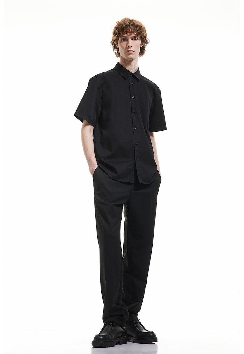 Camasa regular fit de bumbac - Negru