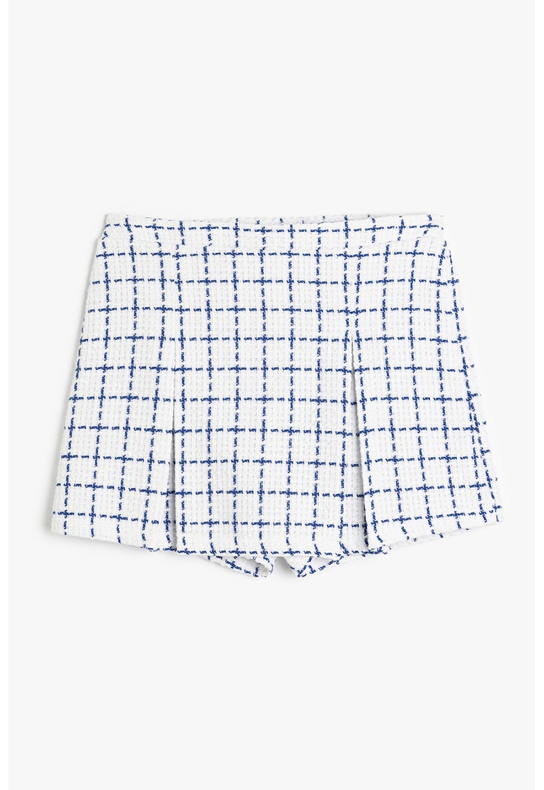 Fusta-pantalon din amestec de bumbac cu imprimeu in carouri