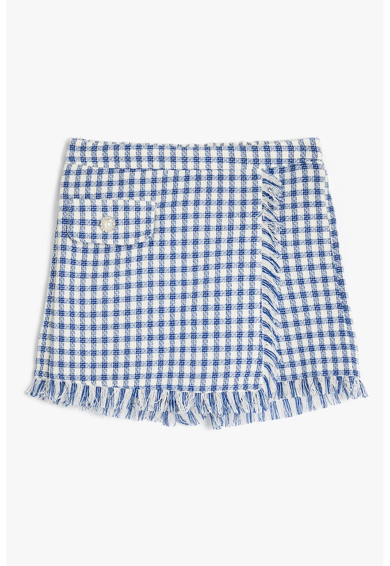 Fusta-pantalon din amestec de bumbac cu imprimeu in carouri