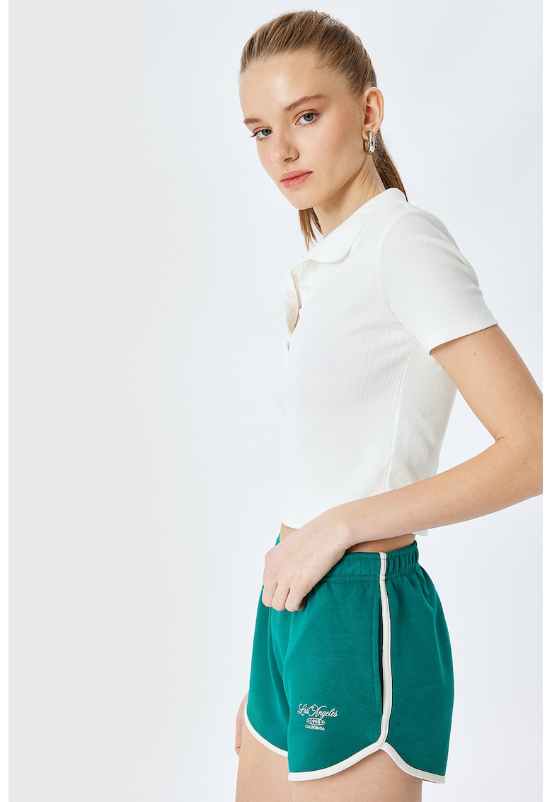 Pantaloni scurti cu benzi contrastante - Verde aquamarin