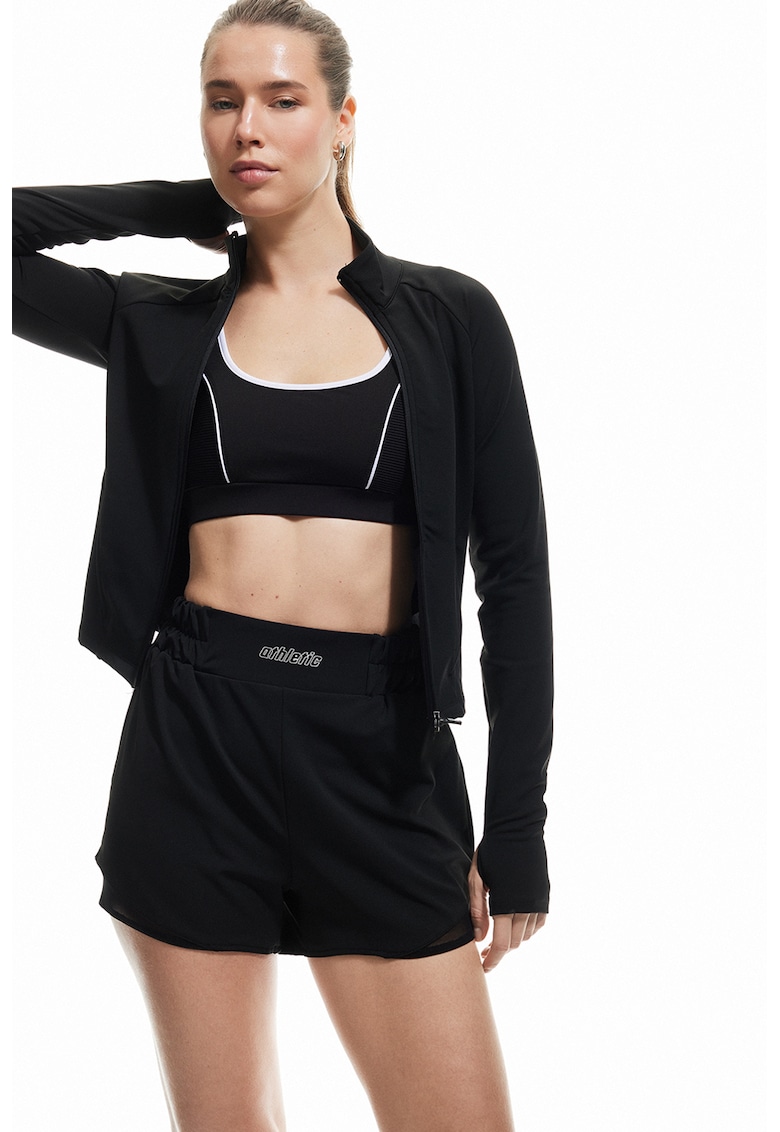 Pantaloni scurti cu talie inalta - Negru