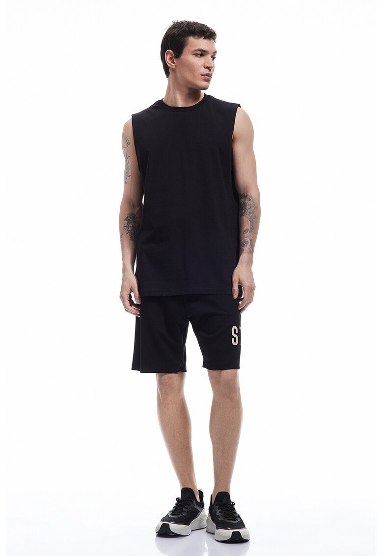 Pantaloni scurti cu talie elastica - Negru