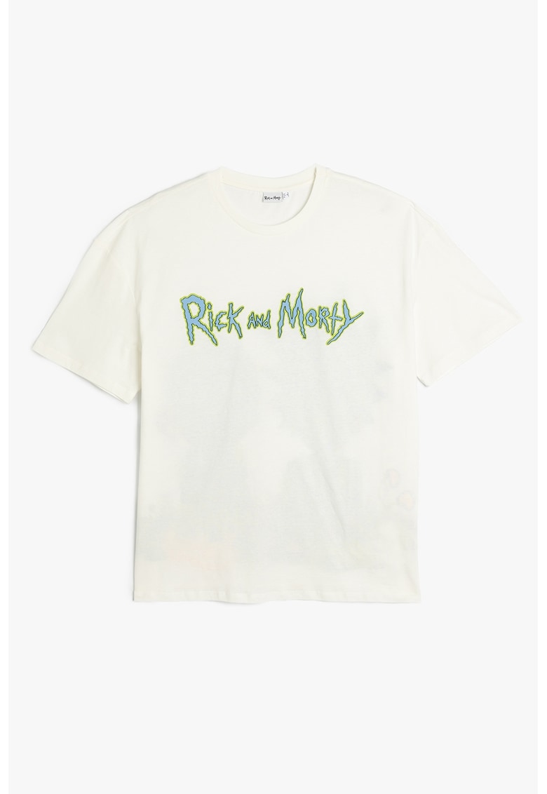 Tricou cu imprimeu cu Rick si Morty - Alb/Verde/Albastru