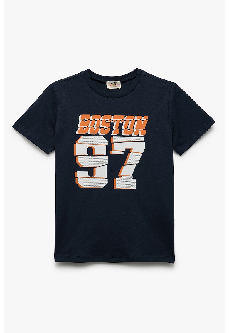 Tricou din bumbac cu imprimeu - Alb/Negru/Portocaliu