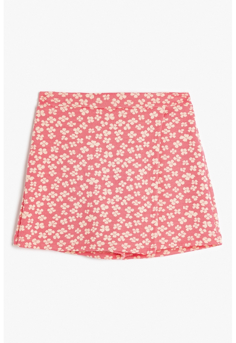 Fusta-pantalon cu talie inalta si model floral