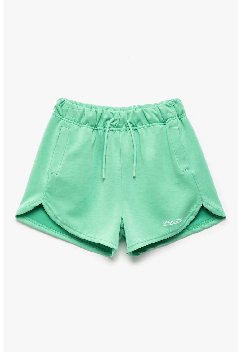 Pantaloni scurti cu model uni si snururi de ajustare - Mint
