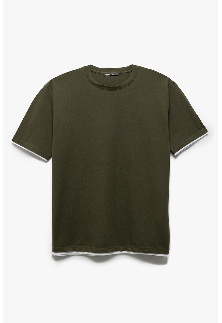 Tricou din bumbac cu decolteu la baza gatului