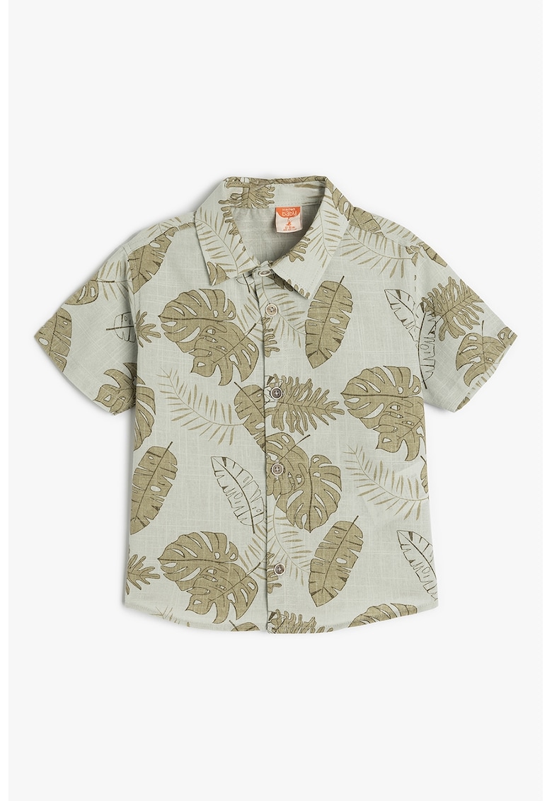 Camasa din bumbac cu model cu frunze