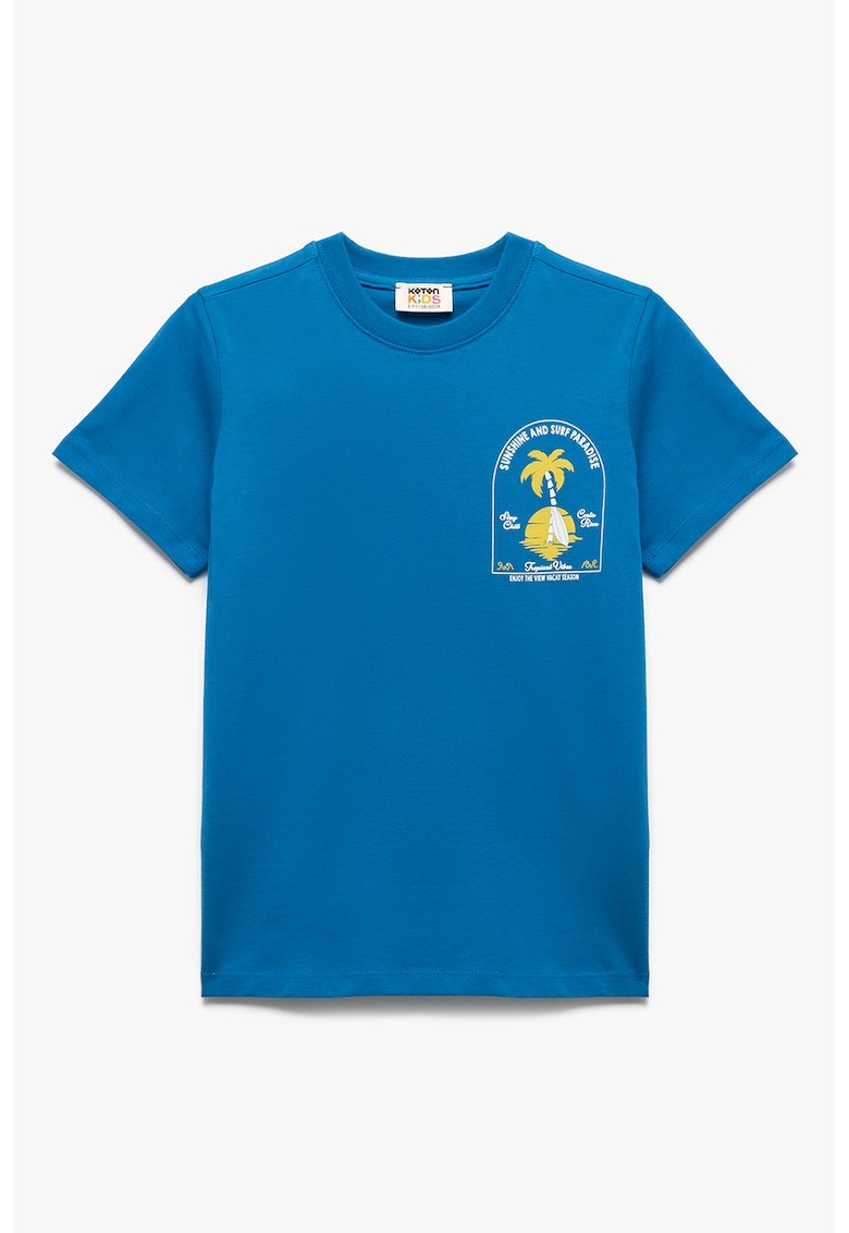 Tricou de bumbac cu imprimeu discret Tricou de bumbac cu imprimeu discret