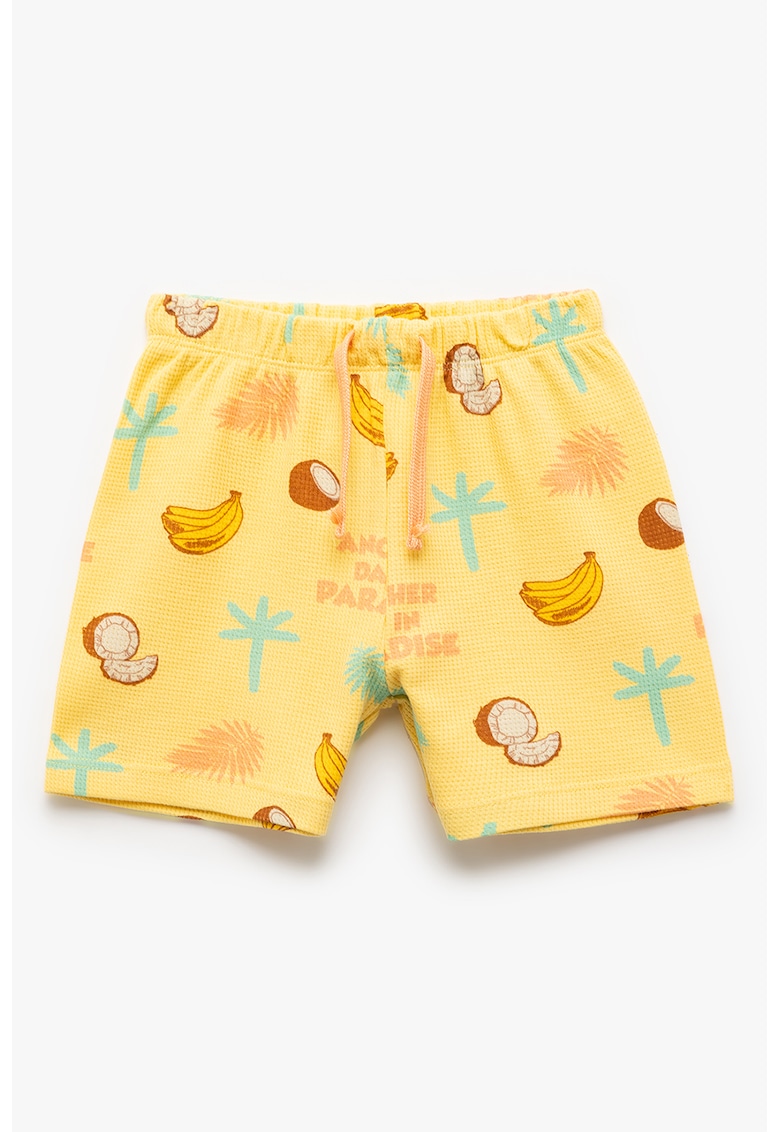 Pantaloni scurti cu snur si model tropical