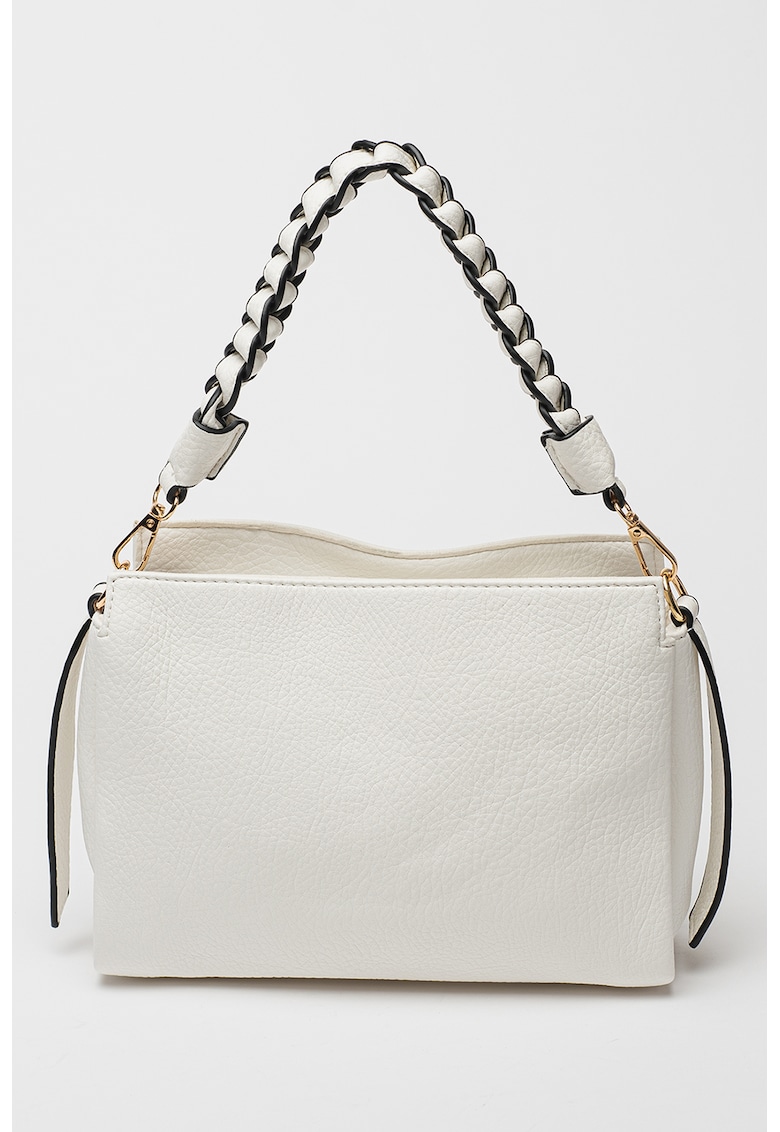 Geanta de piele ecologica cu maner cu model impletit si bareta de umar