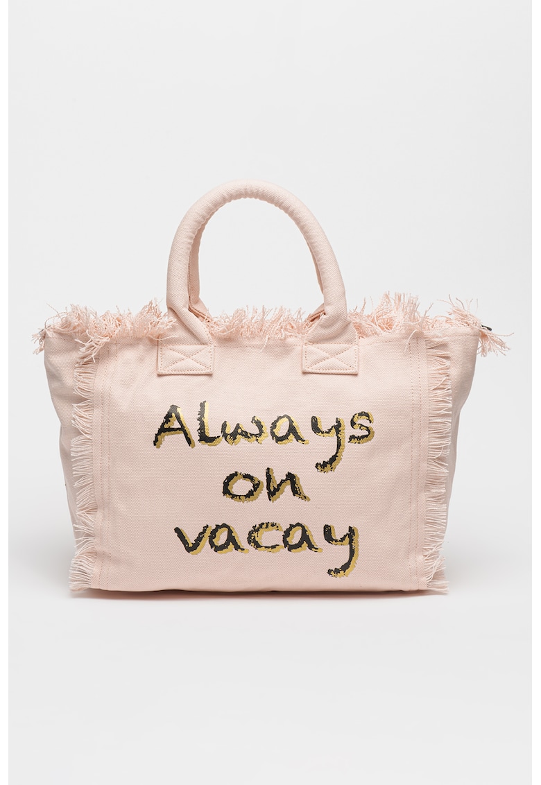 Geanta shopper cu imprimeu text