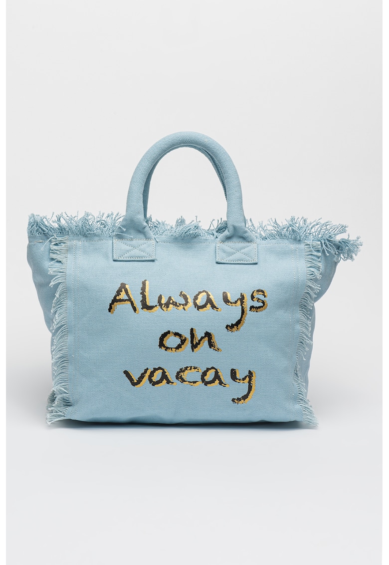 Geanta shopper cu imprimeu text