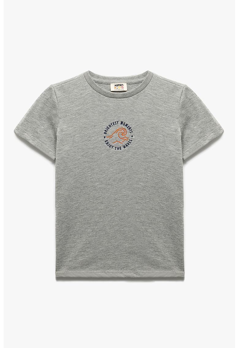 Tricou din amestec de bumbac - cu detaliu brodat