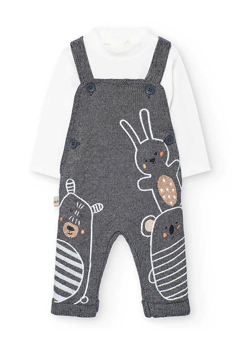 Set de body si salopeta cu imprimeu animale - 2 Piese