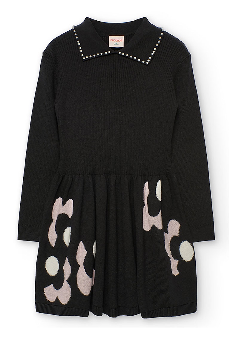 Rochie tricotata cu guler rotund