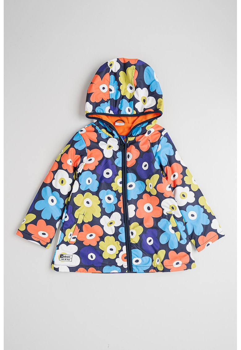 Pelerina de ploaie cu design floral si fermoar