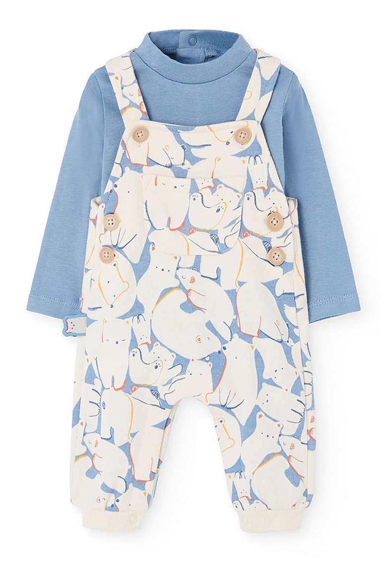 Set de body si salopeta cu imprimeu urs - 2 Piese