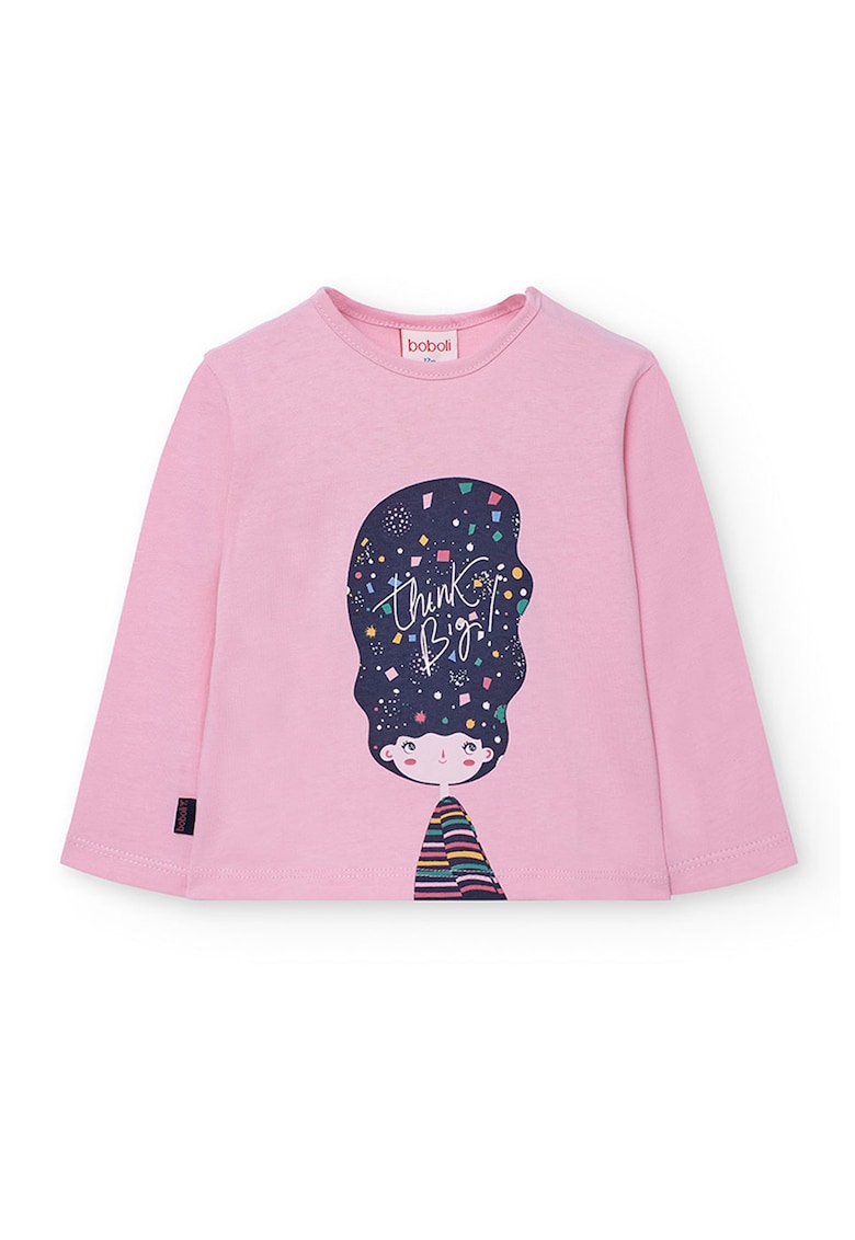 Bluza cu decolteu la baza gatului si imprimeu