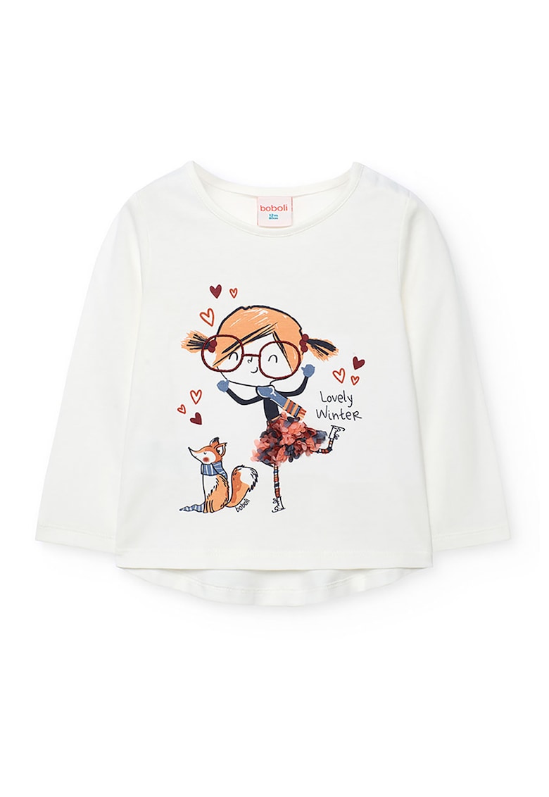 Bluza asimetrica cu imprimeu grafic frontal