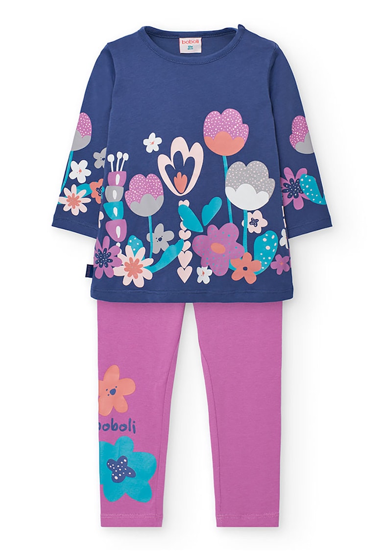 Set de bluza si colanti cu model floral - 2 Piese