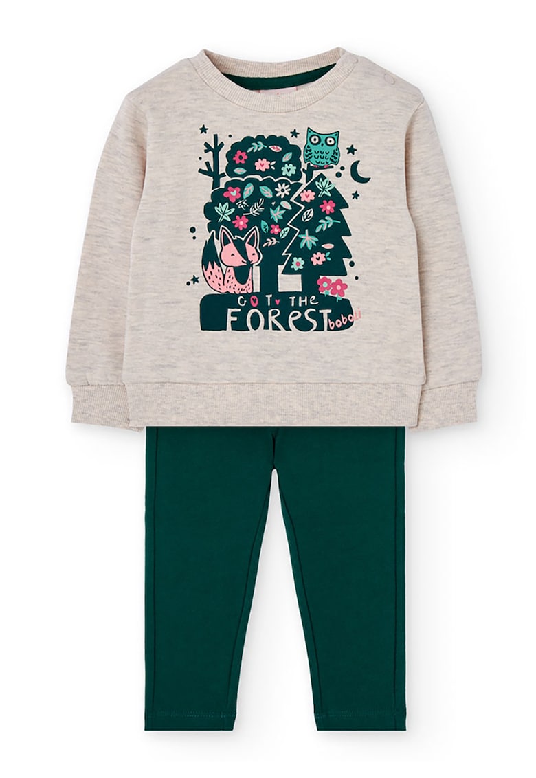 Set de bluza cu imprimeu si pantaloni cu talie ajustabila - 2 Piese