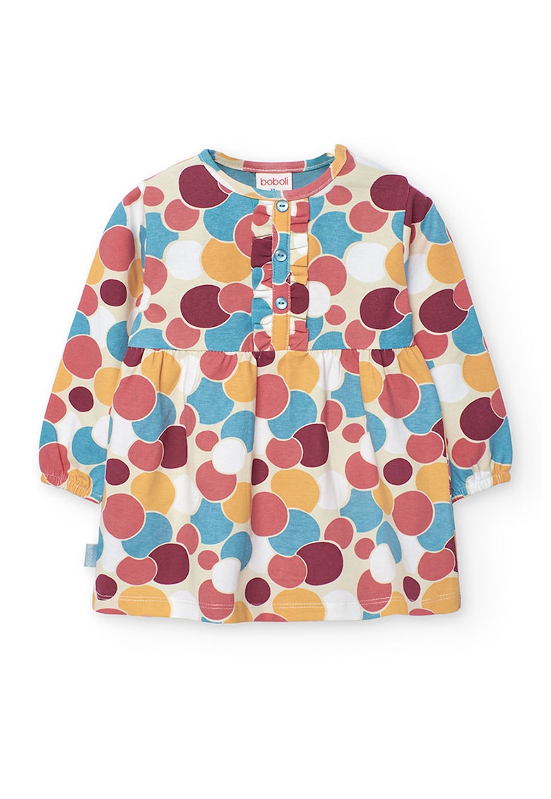 Rochie evazata cu fenta cu nasturi si model