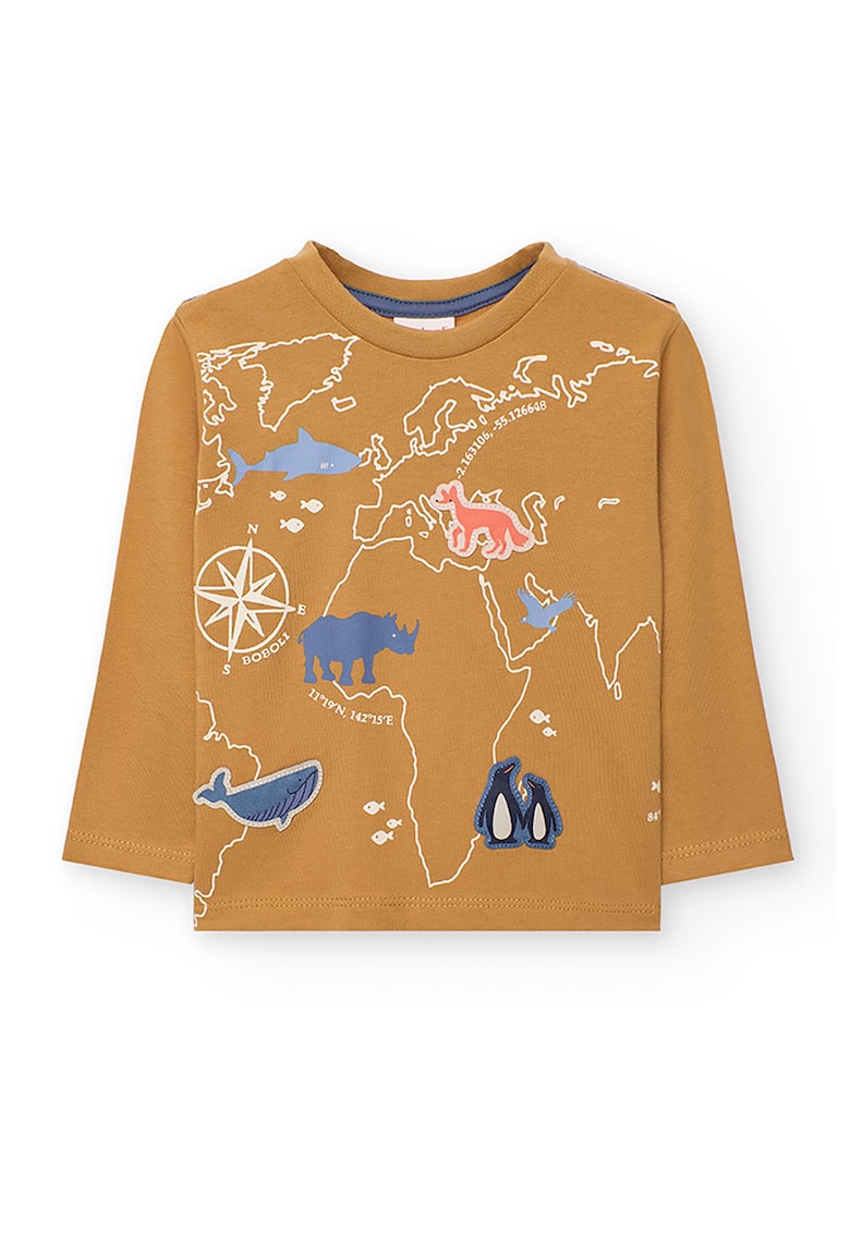 Bluza cu decolteu la baza gatului si imprimeu