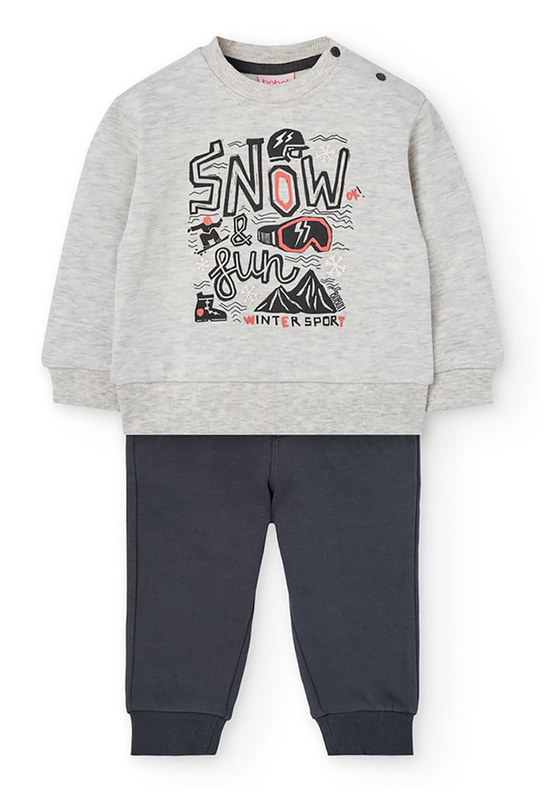 Set de bluza de trening cu imprimeu si pantaloni de trening cu snur - 2 Piese