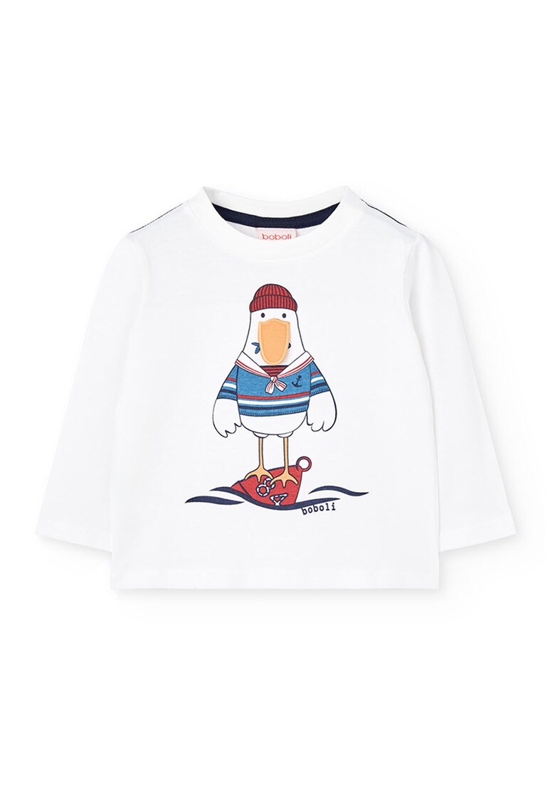 Bluza din bumbac cu imprimeu - Alb/Visiniu/Albastru