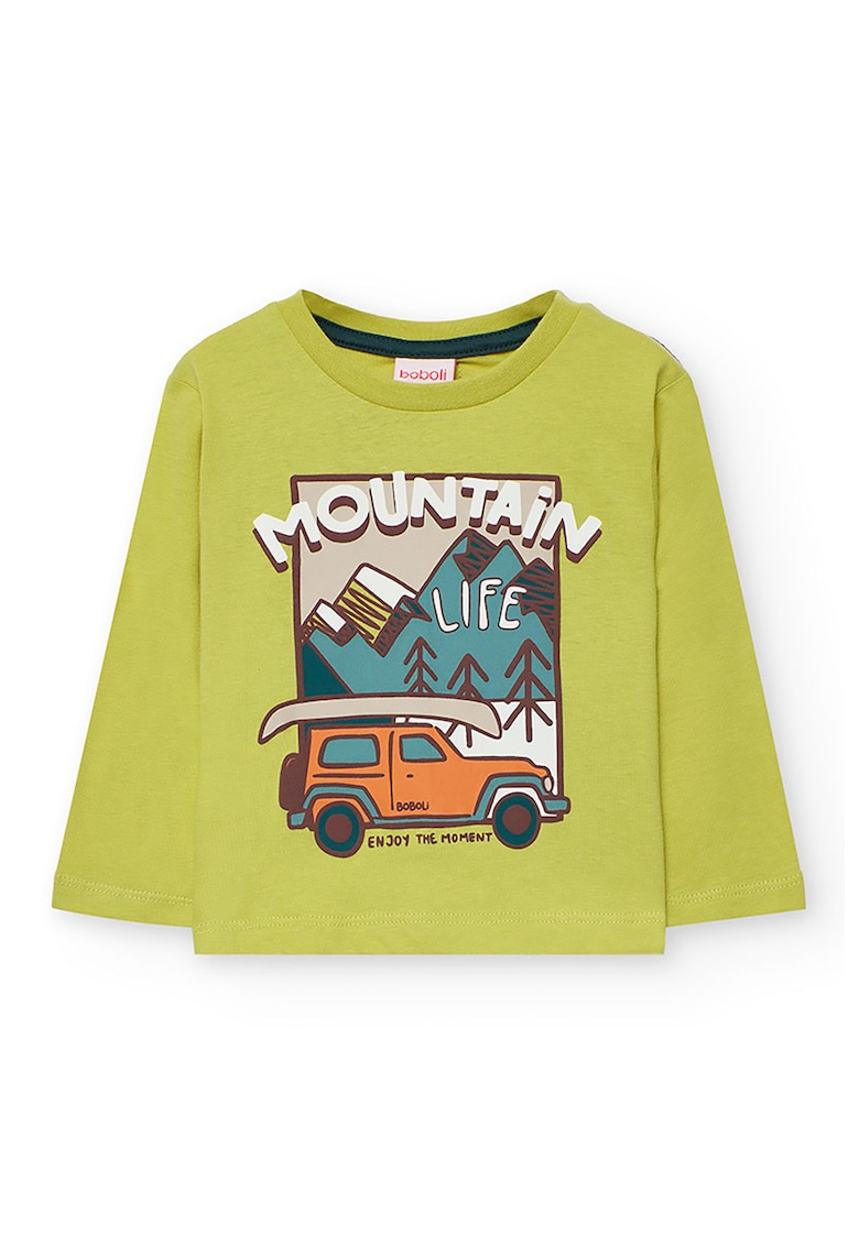 Bluza cu decolteu la baza gatului si imprimeu