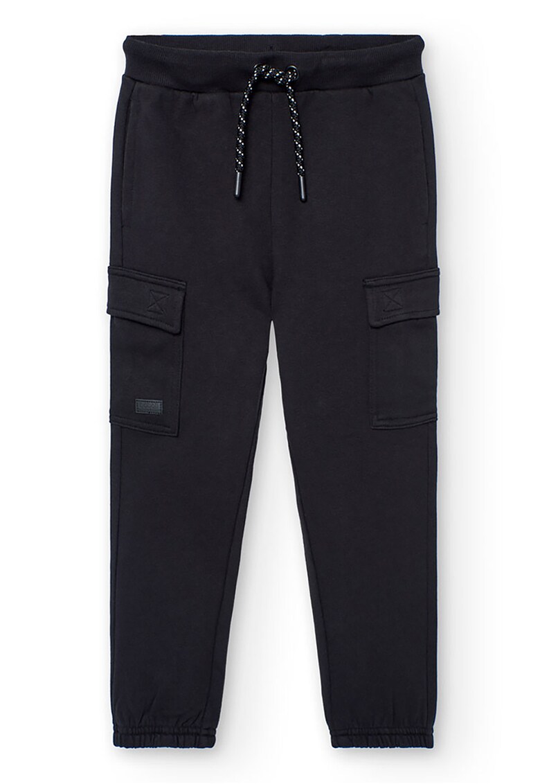 Pantaloni cargo cu snur in talie - Negru