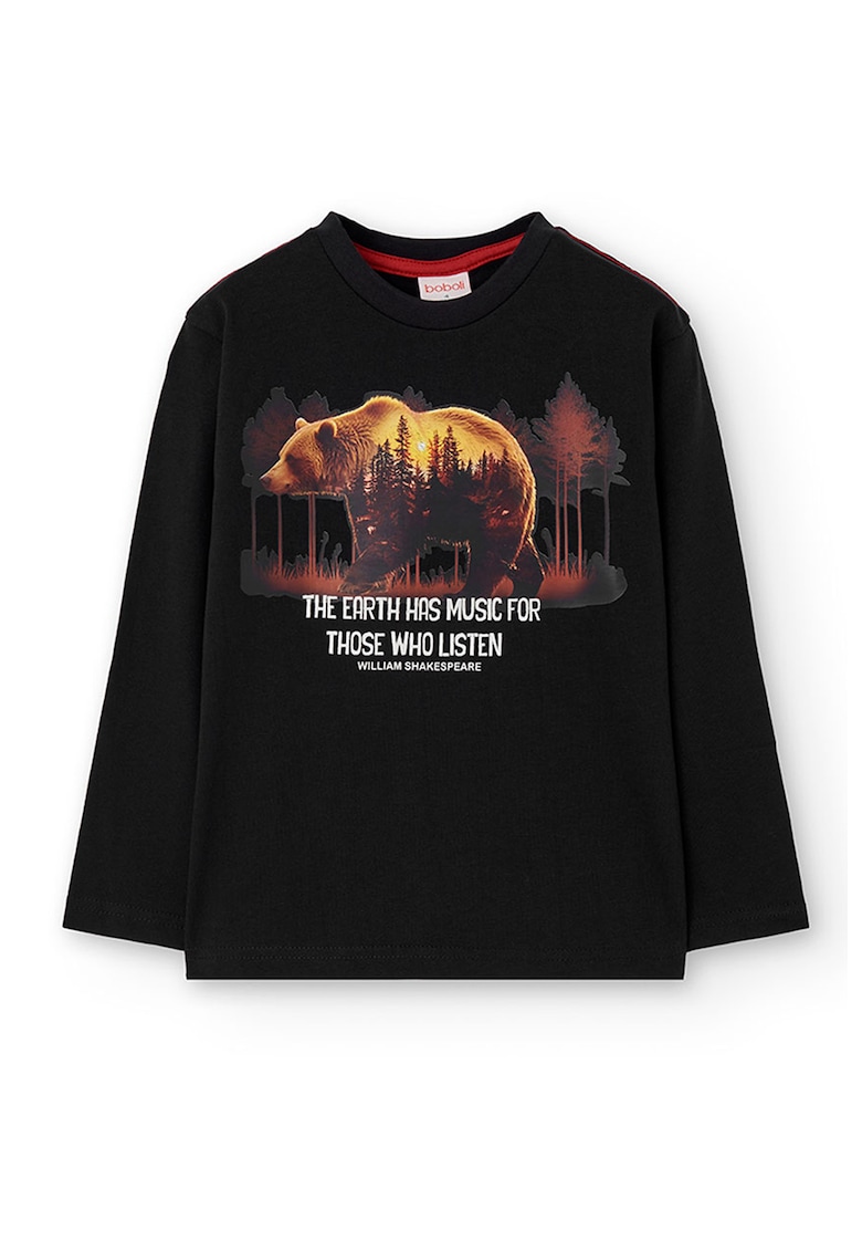 Bluza din bumbac cu imprimeu grafic - Negru/Galben