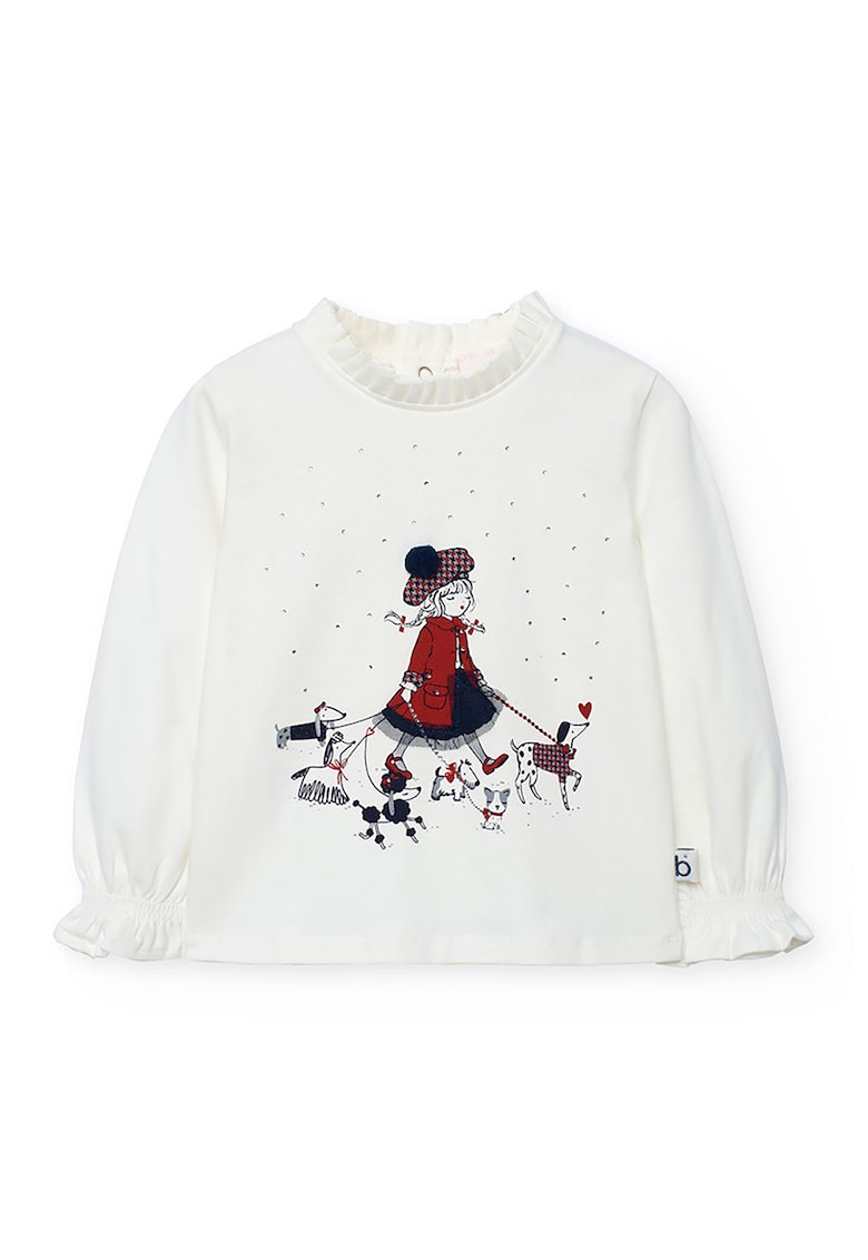 Bluza cu detalii texturate - Rosu/Alb