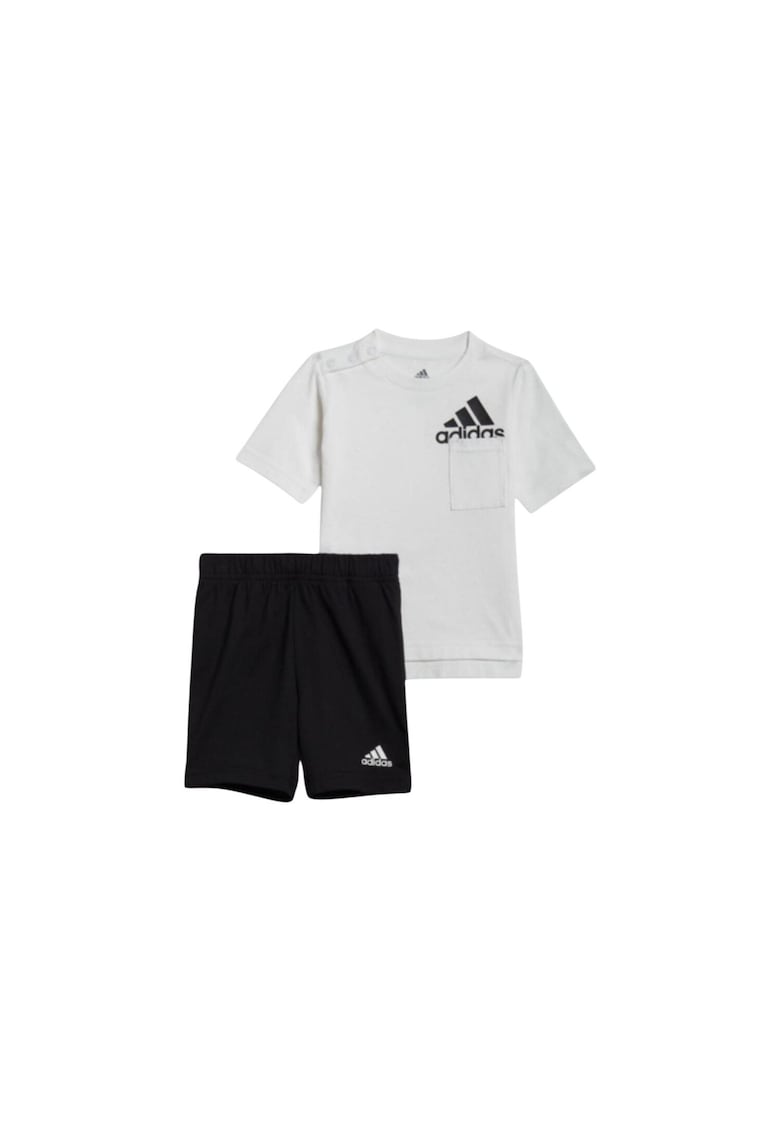 Set tricou + pantaloni scurti copii -  alb-negru - bumbac organic -