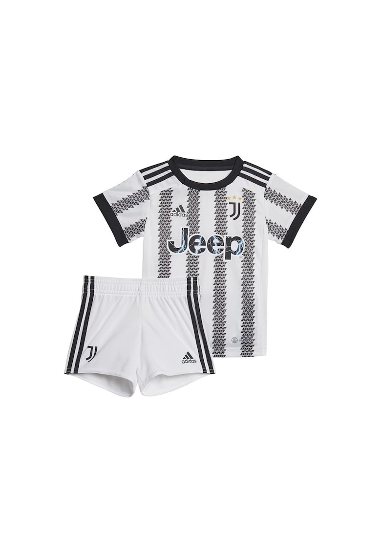 Set tricou si pantaloni scurti bebelusi - alb-negru - respirabil - poliester -