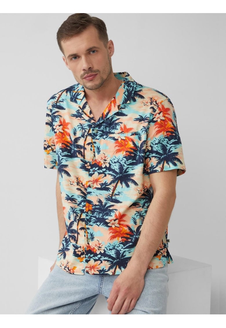 Camasa barbati cu maneca scurta si imprimeu tropical -Regular fit - Multicolor