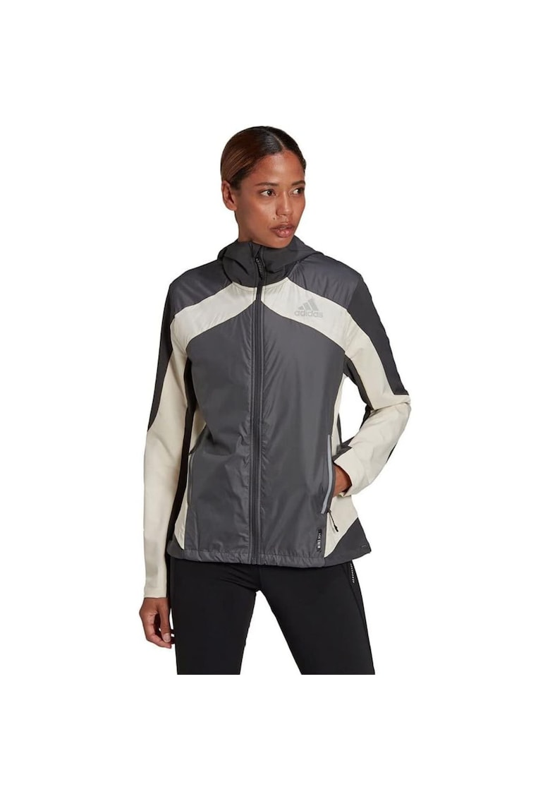 Jacheta dama Marathon - gri - XS - cu gluga - material respirabil