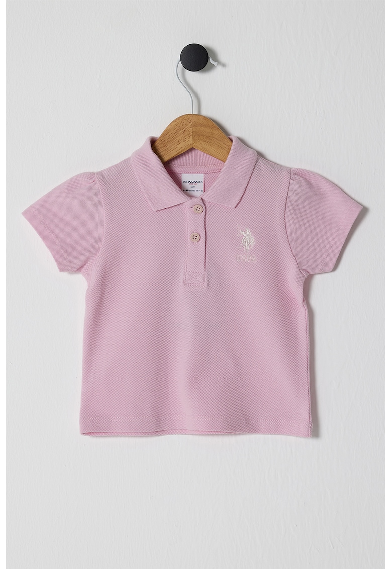 Tricou polo de bumbac pique - Roz prafuit