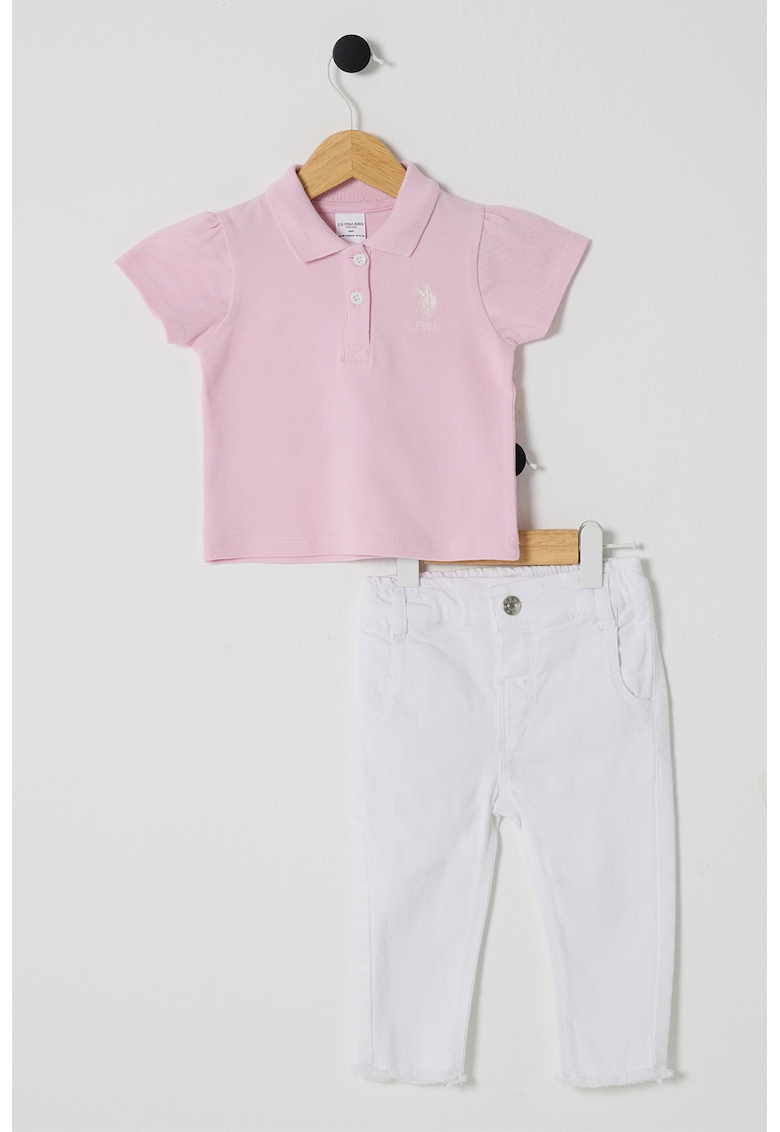 Set de tricou cu imprimeu logo si pantaloni - 2 Piese