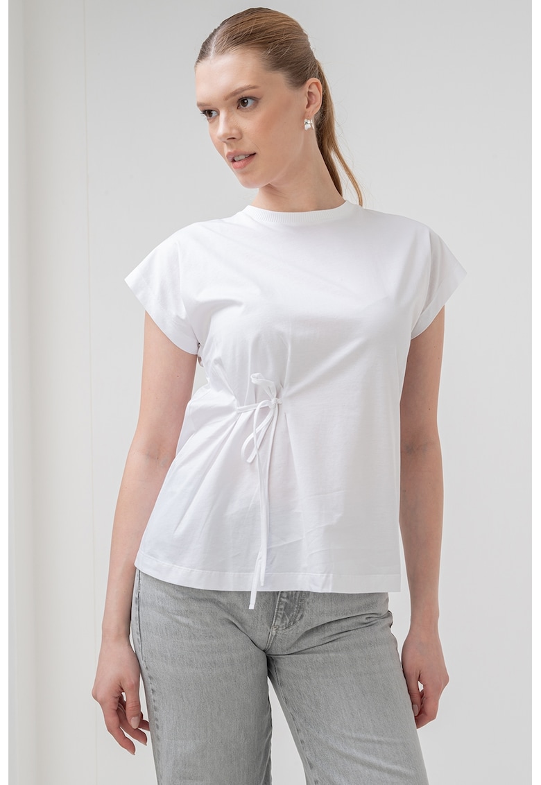 Tricou de bumbac cu decolteu la baza gatului Minorca