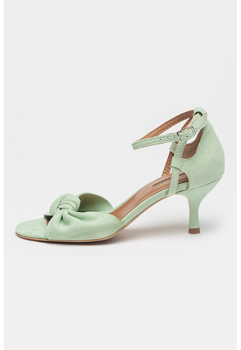 Sandale de piele intoarsa cu nod frontal Sandale de piele intoarsa cu nod frontal