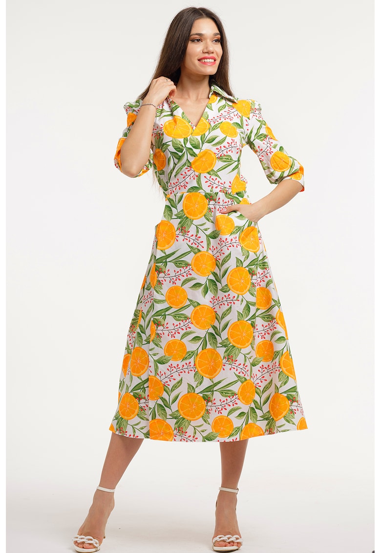 Rochie midi cu decolteu in V