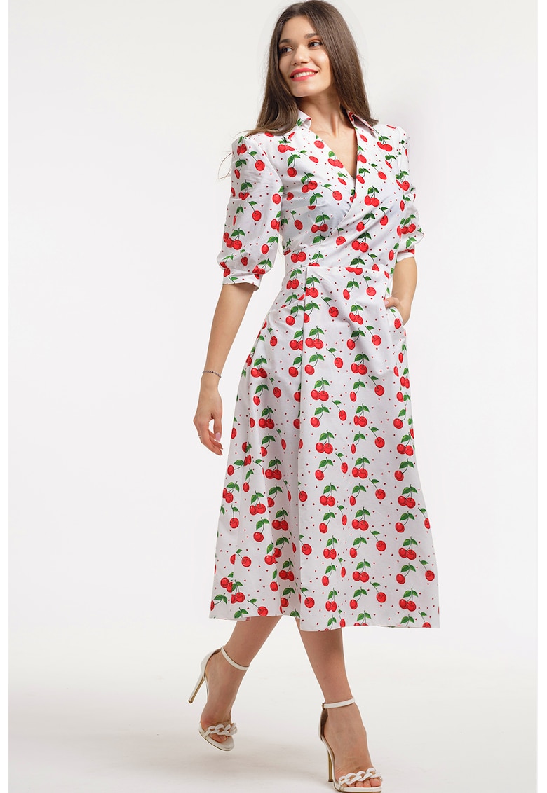 Rochie midi cu decolteu in V